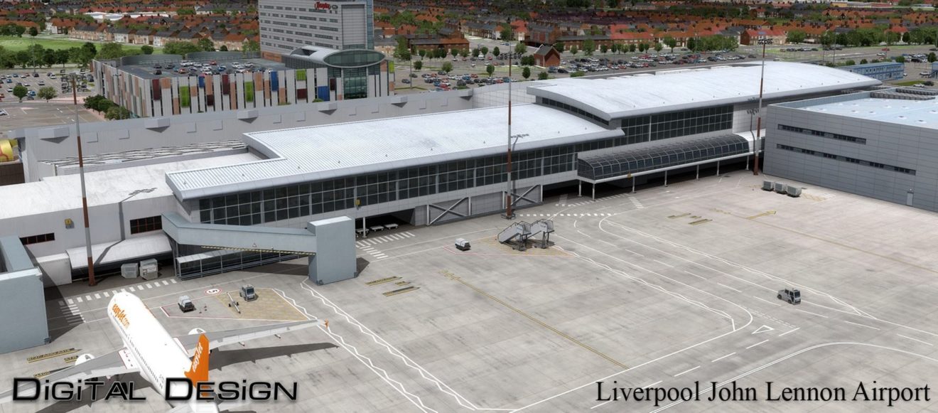 Digital Design Flughafen Liverpool John Lennon für Prepar3D v4