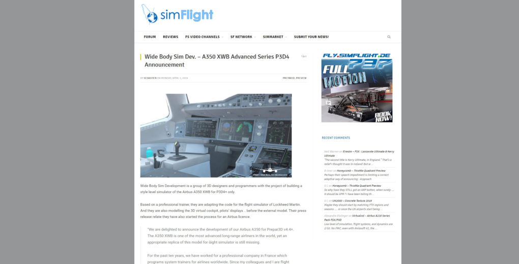 simFlight com A350 Bericht